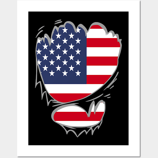 American Flag T Shirt. Proud American Wall Art by Attia17